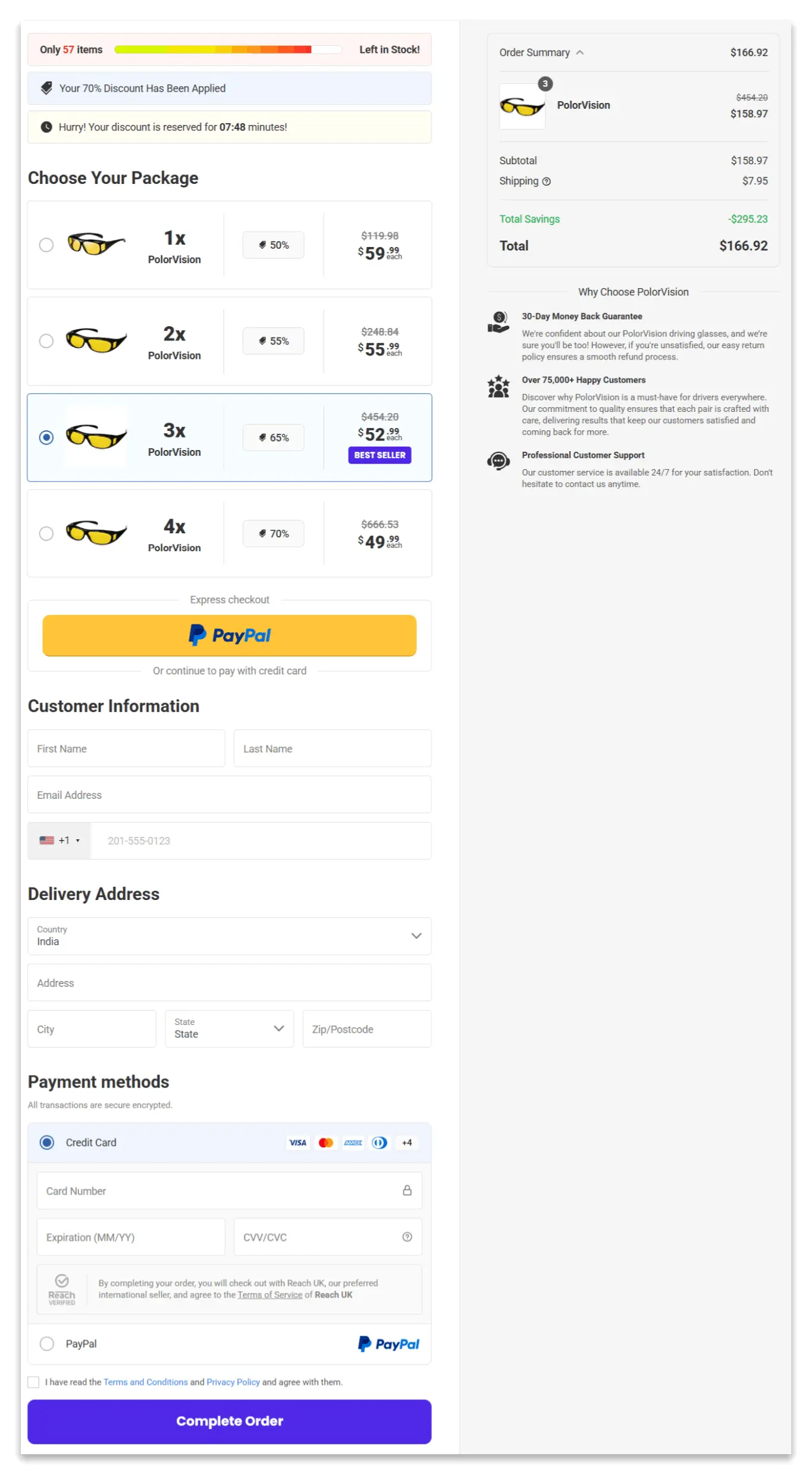 PolorVision Secure Checkout Page